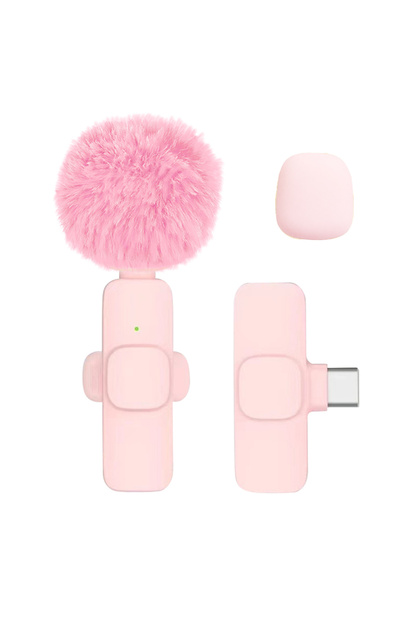 Pink 1in1 Type-C New Wireless Lavalier Microphone Portable Audio Video Recording Mini Microphone for