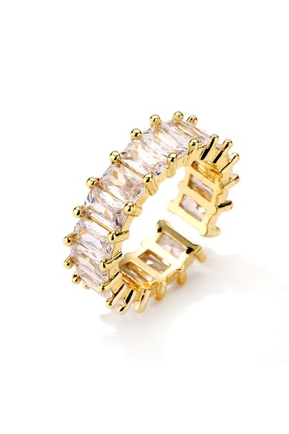 resizable Gold color Fashion Cubic Zirconia Step Square Open Adjustable Ring For Women Men Gold Silv