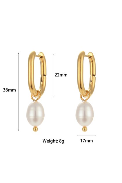 Freshwater Pearl E.B.belle Waterproof Tarnish Free Jewelry Stainless Steel Gold Plated U Shape Fresh