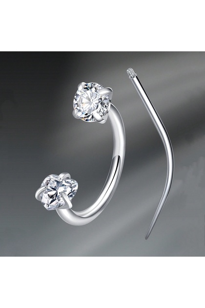 C-shaped and spiral body 18G 1.0x8mm Nose Rings & Studs D Septum Rings Piercing Stainless Steel Nose