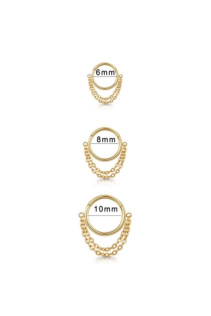 8mm E1513a-Gold 1PC Stainless Steel Hoop Earrings Chain Septum Piercing Nose Rings Tragus Septum Car