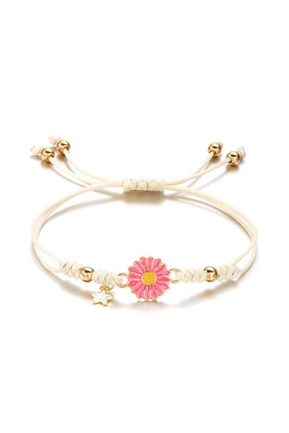 BR24Y0149-3 Simple Sunflower Bracelets for Women Handmade Braided Fashion Colorful