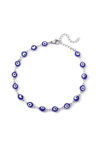 HJ324P-2 Stainless Steel Evil Eye Anklets For Women Enamel Round Leg Chain Blue Evil Eye Anklets Bra