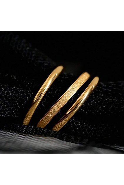 6 Gold Color ZAKOL 2MM 3Pcs/set 18K Gold Plated Stainless Steel Stacked Rings for Women Minimalist F