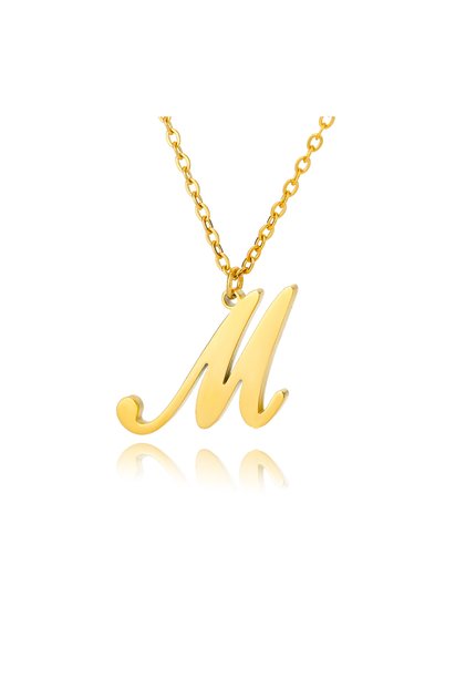 Gold Color 45cm M Dainty Initial Letter Necklaces For Women Gold Color Minimalist Stainless Steel In