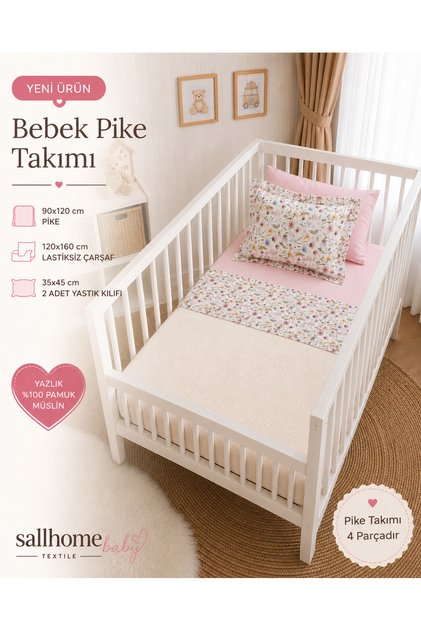 Sallhome Pudra Çiçekli Bebek Pike Seti