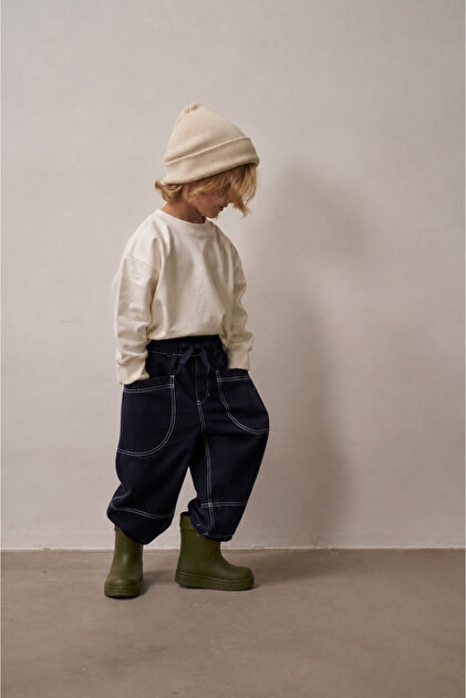 Lacivert Cep Detaylı Unisex Kot Pantolon