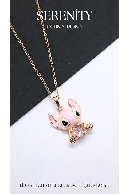 Colorful Enamel Lilo Stitch Steel Necklace