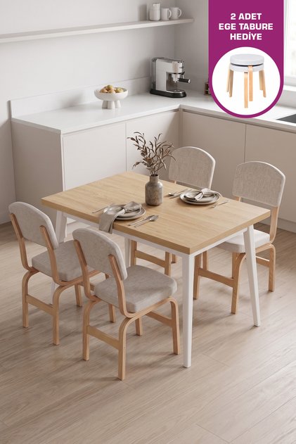 Ege Sandalye Avanos Ahşap Mdf Mutfak Masası Takımı - 70x120 Cm