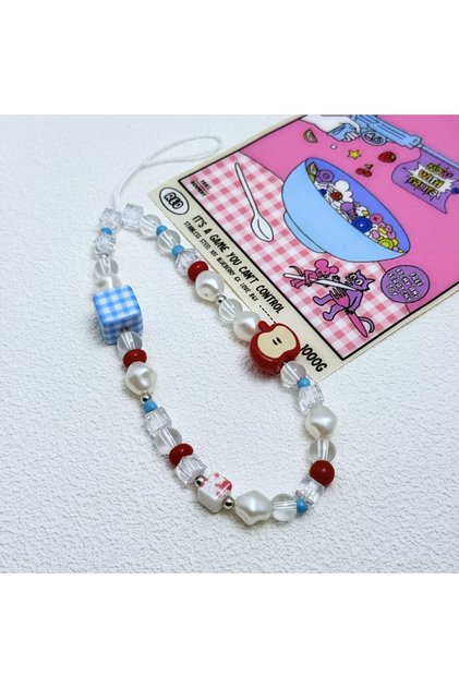 Red Apple Ins Hot Selling Blue Grid Square Red Phone Case Hanging Rope Chain Camera Cup Key Hanging