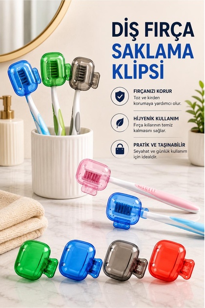 Diş Fırça Kapağı Klipsi Diş Fırça Koruma Kapağı Diş Fırçalık Mandallı Diş Fırça Koruma Klipsi
