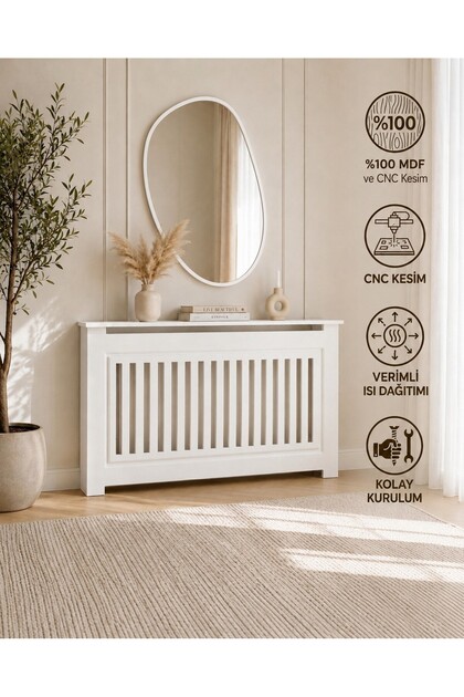 MDF Dekoratif Petek Kapama 120x80x20 cm Beyaz Kalorifer Kaplama Dresuar