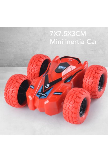 Style-B Red Mini Inertia Car Toys For Children Collision Automatic Turnover Double-Sided Running Car