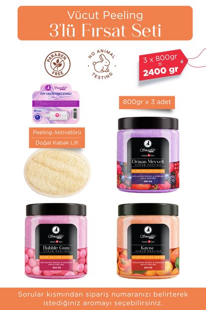 Economic Set 800gr X 3 Pieces Natural Pumpkin Fiber for Exfoliating and Application for Ingrown Hair and Strawberry legs