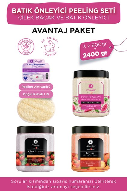 Peeling Advantage Set 800gr X 3 Pieces Natural Pumpkin Fiber for Exfoliating Application for Ingrown Hairs