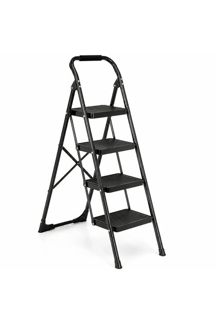 Scara Pliabila STP-414 cu 4 Trepte, Sarcina Maxima 150 kg, Structura din Otel, Maner din Spuma, Trepte Late 26,5 x 17 cm, Design Stabil si Rezistent, Potrivita pentru Casa, Birou si Depozit