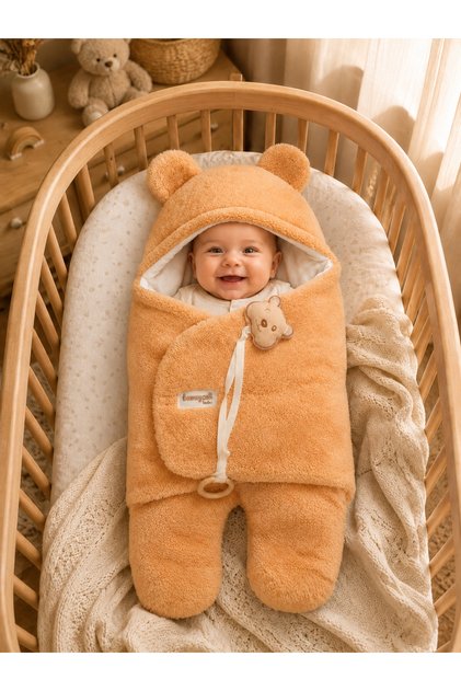 Welsoft Plush Baby Swaddle Blanket Footed Sleeping Bag |   Winter Thick Coat |   0-12 Months Newborn