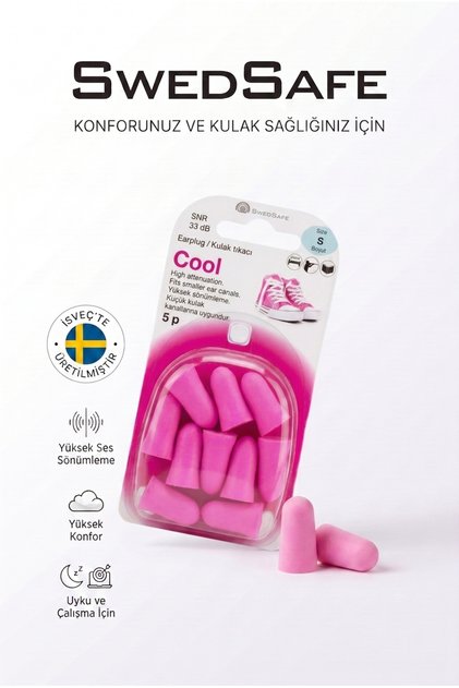 Cool Kulak Tıkacı, S Boyut, 5 Çift, 33 dB Gürültü Azaltma, Yumuşak Köpük, İş, Seyahat ve Uyku