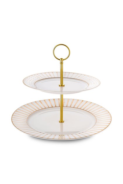 Navy Gold 2-Tier Serving Tray