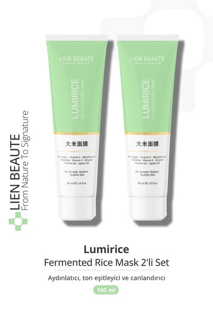 Lumirice Fermented Rice Brightening Tone Equalizing Anti-Blemish Revitalizing Anti-Blackhead Mask Collagen Arbutin Glutathione Set of 2