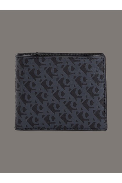 Black Men's Leather Wallet Matte Billfold W/Coin
