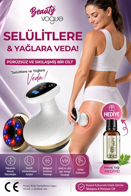 Liposhape Vakumlu Selülit Masaj Cihazı Isıtmalı Negatif Basınçlı Vücut Masaj Aleti Zayıflama Yağ Yakma Destekleyici Egzersiz Aleti G5 masaj etkisi