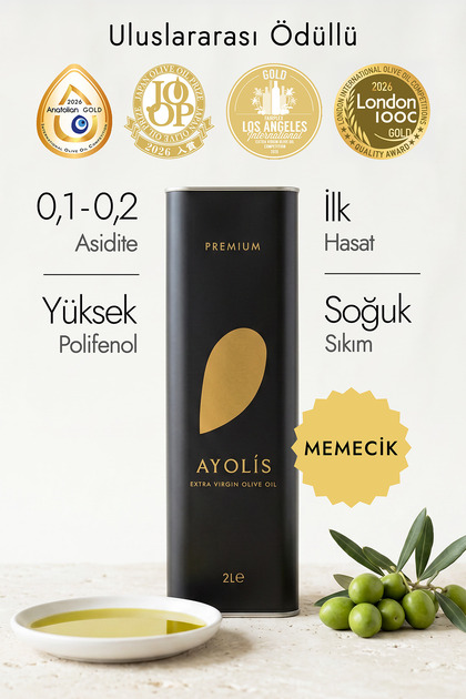 Premium Gurme Memecik Zeytinyağı 2 Lt Ödüllü Erken Hasat Soğuk Sıkım Natürel Sızma Zeytinyağı