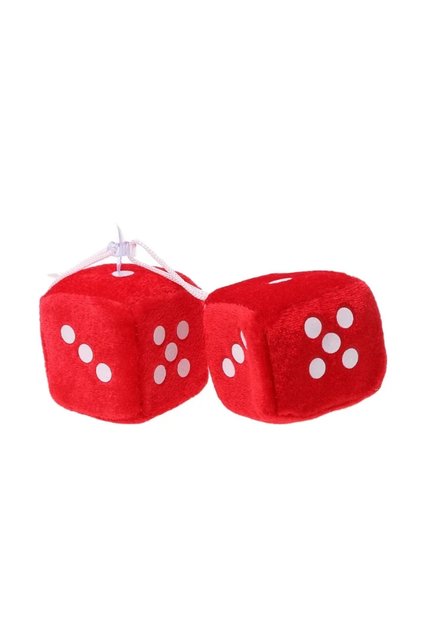 Red 2pcs 2PCS Auto Soft Fuzzy Dice Dots Rear View Mirror Hanger Decoration Car Styling Interior Acce
