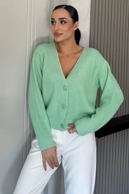 V-Neck Front Buttoned Women's Knitted Sweater Cardigan