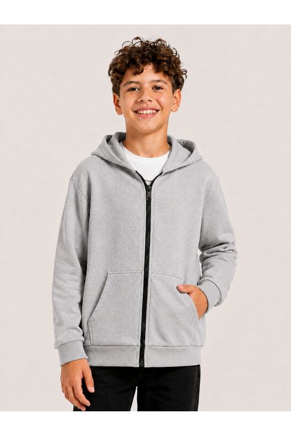 Unisex Gray 3-Strand Non-Embroidered 100% Cotton Seasonal Cardigan