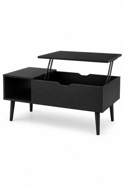 Masuta de cafea NB-027 cu blat elevabil pentru laptop, spatiu de depozitare si nisa laterala, MDF, 100 x 50 cm