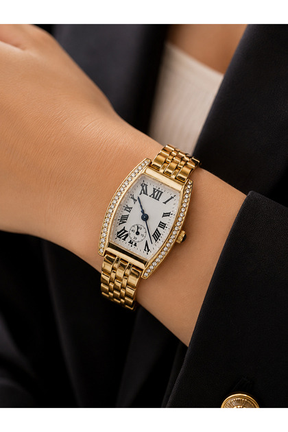Women's Wristwatch Gold Color with Zircon Stone, Casual and Stylish Combination, Gift Boxed