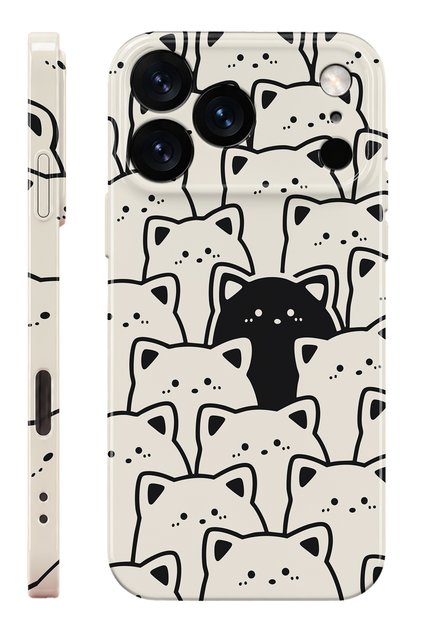iPhone 17 Pro Max Siyah Kedi Protect Slim Parlak Tam Kaplayan Baskı Kamera Korumalı Telefon Kılıfı
