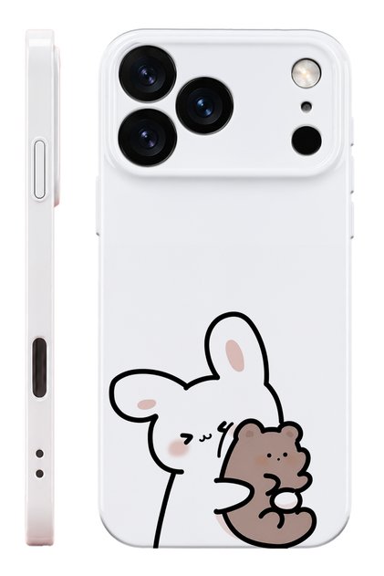 iPhone 17 Pro Max Tavşan Protect Slim Parlak Tam Kaplayan Baskı Kamera Korumalı Telefon Kılıfı