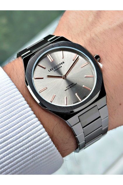 Special Design Smoked Color 5 Atm Slim Case Steel Band Men's Wristwatch 8275Lc