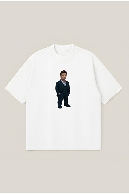 Mini Patrick Jane Baskılı Oversize Boxy Kesim Unisex %100 Pamuklu Tshirt | Streetwear