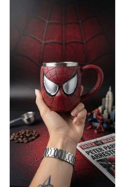 Marvel Spider-Man 3D Tasarım Paslanmaz Çelik Kupa Örümcek Adam Kupa | Hediyelik Kupa