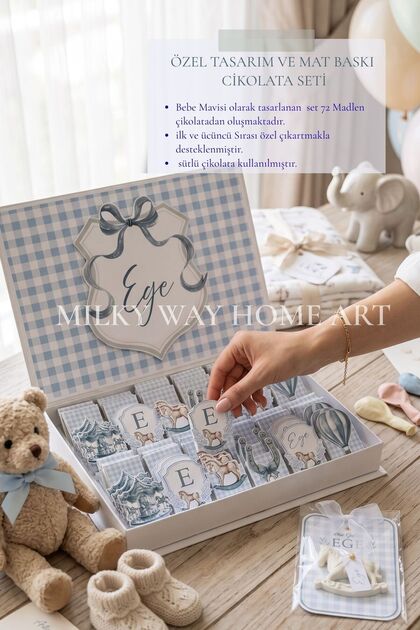 Kişiye Özel Bebek Çikolatası 72 Adet – İsimli Yeni Doğan, Baby Shower, Mevlit ve Doğum Hediyeliği