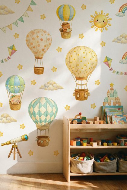 Balloons Kids Room Wall Sticker Set – Rainbow, Cloud and Star Decoration 103 Pieces