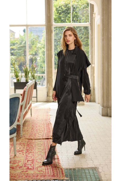Cupra Silk Dress with a Felt jacket