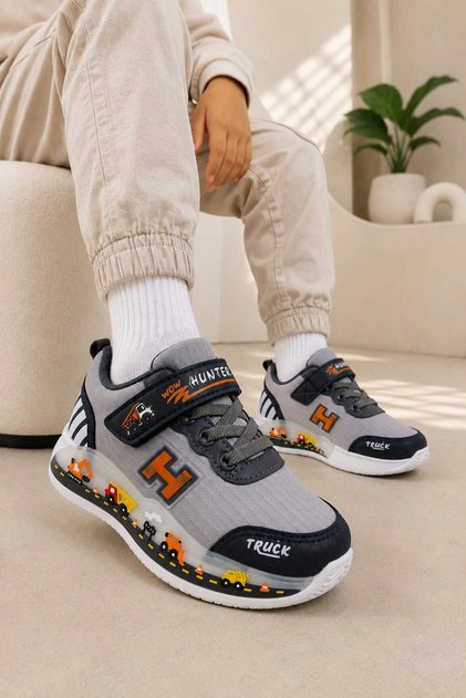 Children'S, Casual Sports Shoes, Velcro, Sticker Printed, Lightweight Non-Slip Sole Comfortable Sneaker