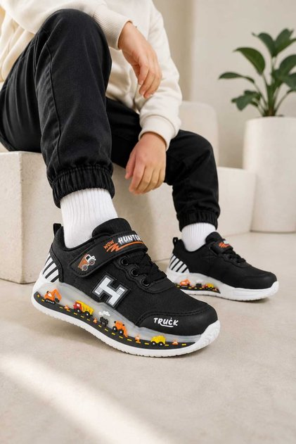 Children'S, Casual Sports Shoes, Velcro, Sticker Printed, Lightweight Non-Slip Sole Comfortable Sneaker