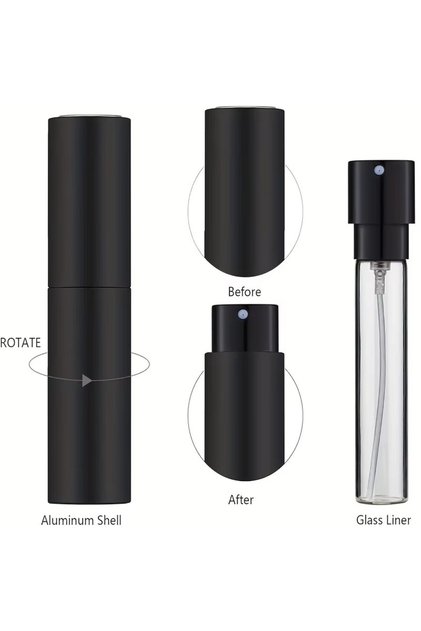 1 piece black 10ml Travel Perfume Atomizer, Refillable Cologne Container, Empty Spray Bottle for Min