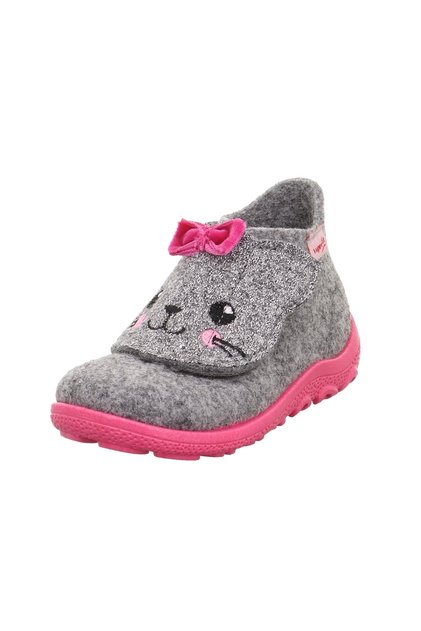 Happy Octi Kız Çocuk Keçe Panduf Kedi Desenli - Gri Pembe 006295-2500