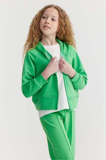 Girl's Hooded Soft Textured Sweat Top