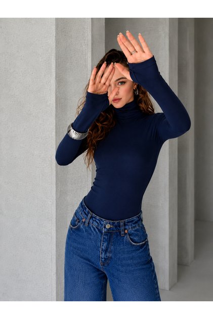 Women's High Collar 100% Cotton Lycra Body with Finger Details