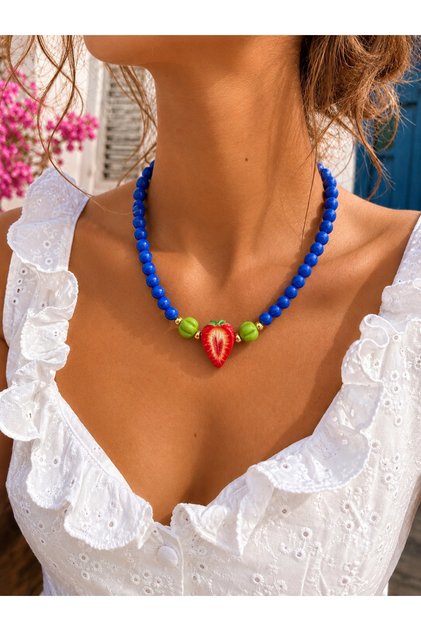 Strawberry Women's Necklace Summer Trend Necklace Beaded Women's Necklace