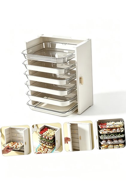 Multi‑Layer Wall‑Mounted Food Storage Organizer, Pull‑out Drawer Type Kitchen Prep Rack, White Stackable Serving Tray for Vegetables Fruits