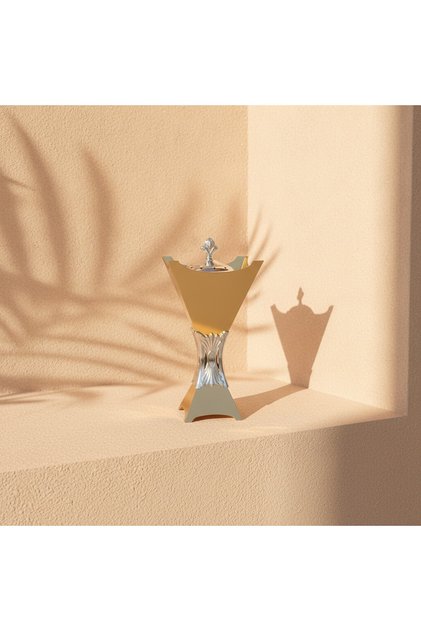 سكوالو مبخرة بخصر مزخرف ذهبية وفضية، معدن، ارتفاع 27 سم