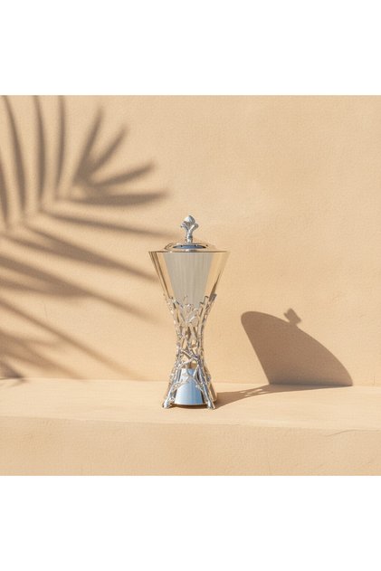 سكوالو مبخرة مخروطية فضية، معدن، ارتفاع 25 سم